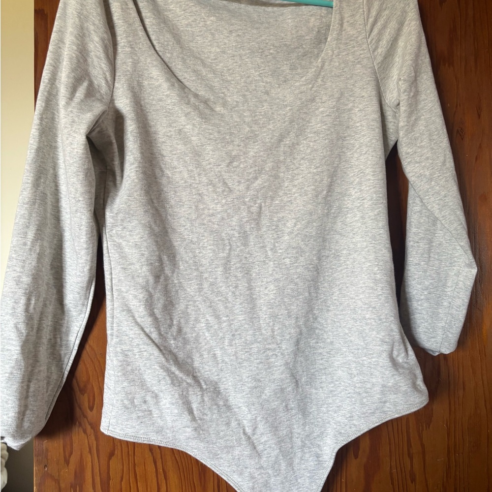 Abercrombie & Fitch Light Gray Long Sleeve Bodysuit